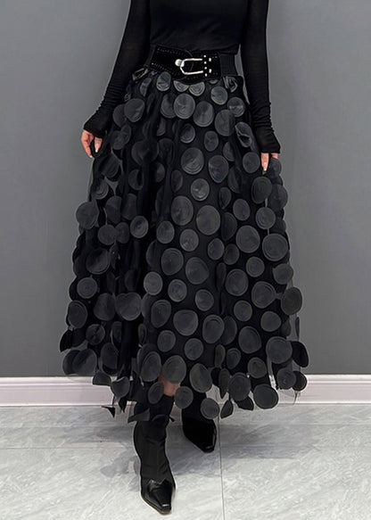 Khaki Dot Patchwork Tulle Skirt Fall
