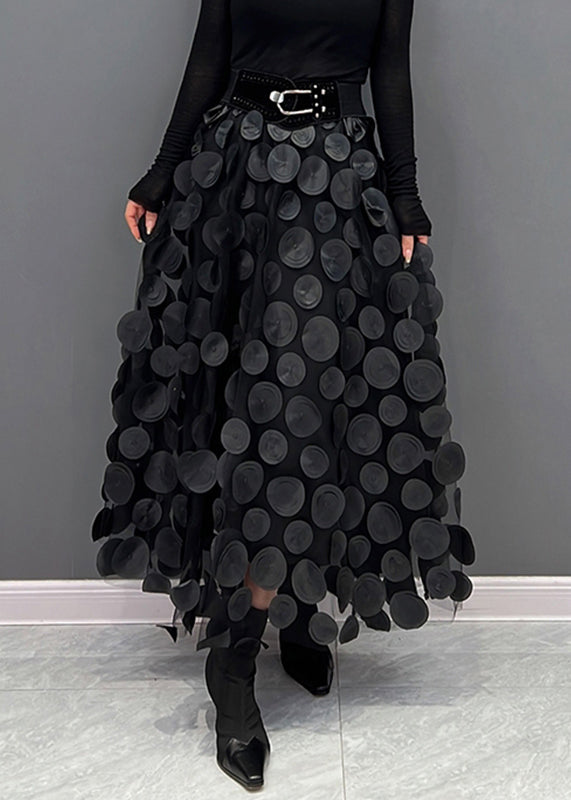 Purple Dot Patchwork Tulle Skirt Fall