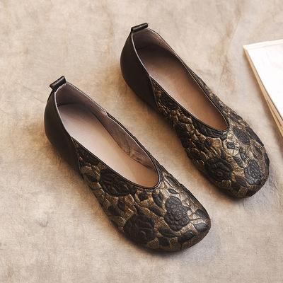 National Style Slip-on Round Toe Cowhide Shoes