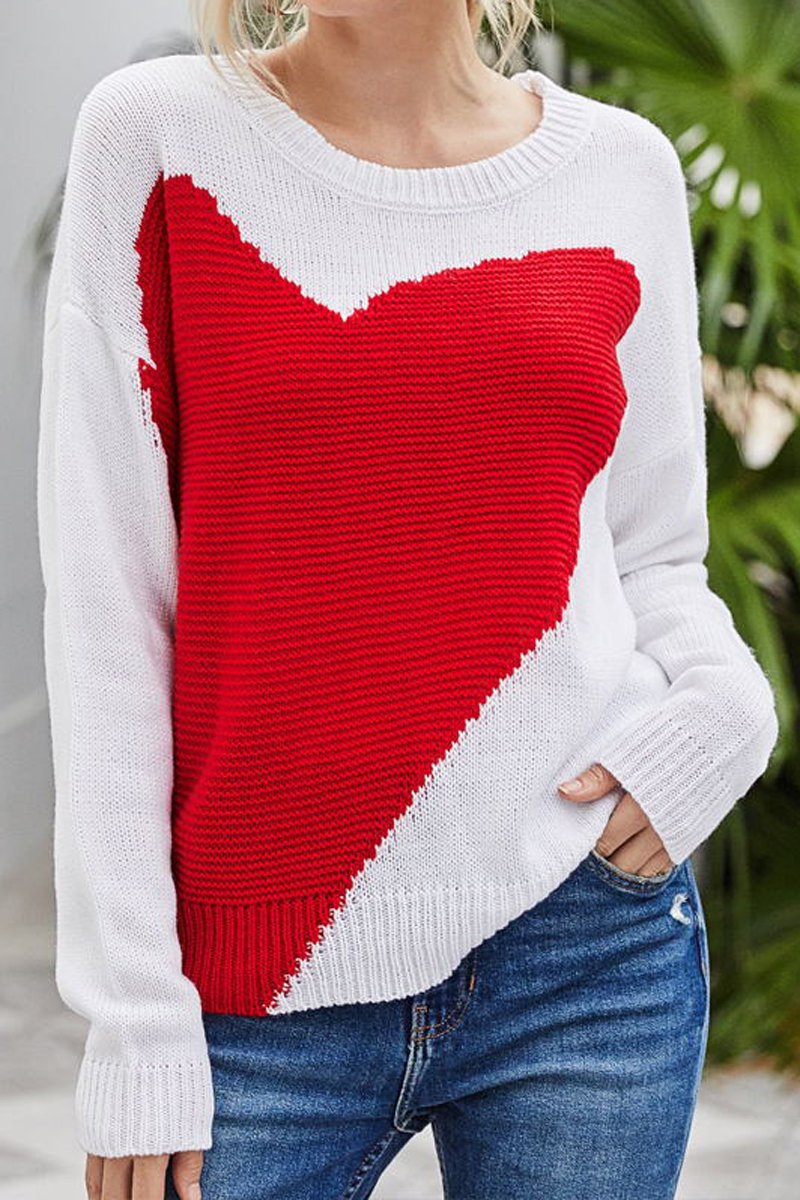 Heart-shaped Printed Sweater