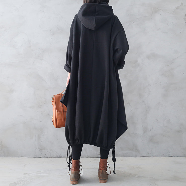 Retro Loose Autumn Winter Hooded Dress