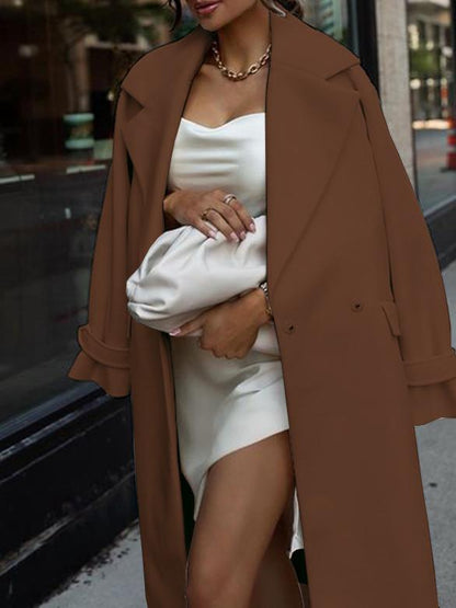 Coats Lapel Mid-length Woolen Coat