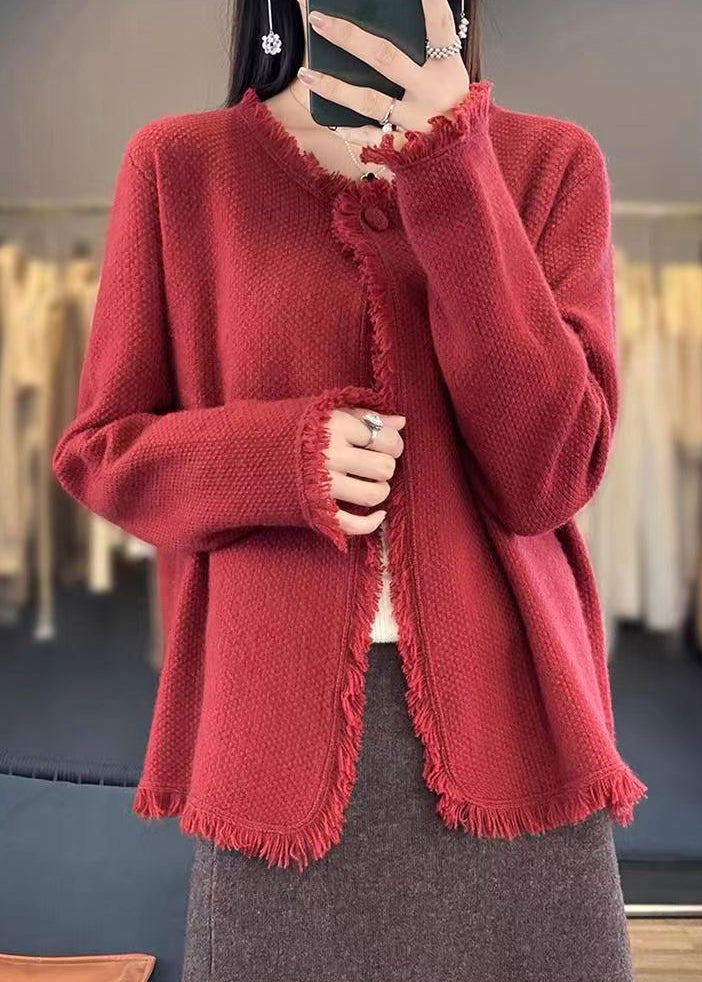 Beige Button Knit Cotton Cardigans Spring