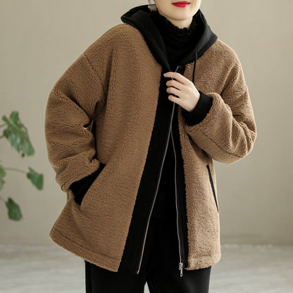 Winter Berber Fleece Patchwork Coat