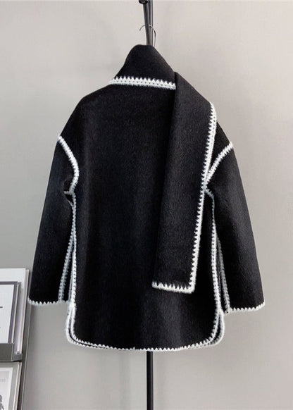 Grey Button Pockets Woolen Short Coats Winter