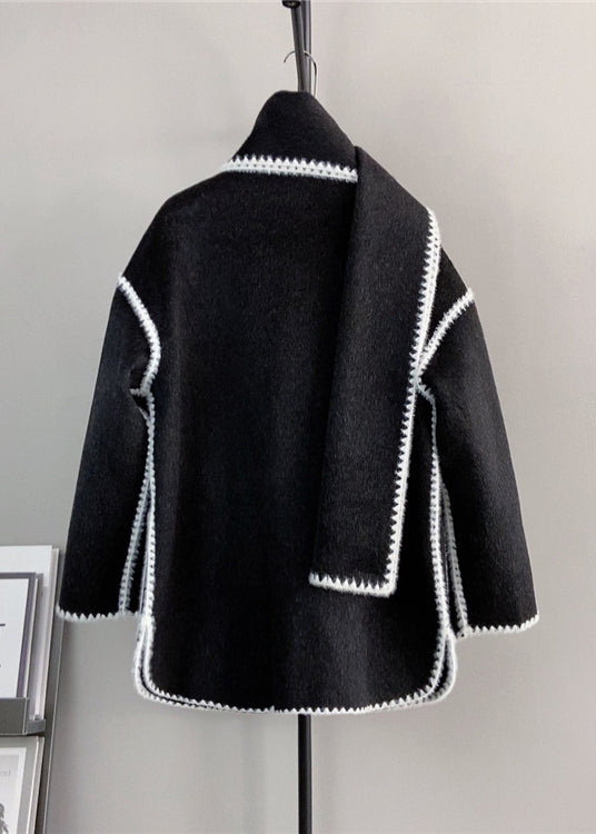 Grey Button Pockets Woolen Short Coats Winter
