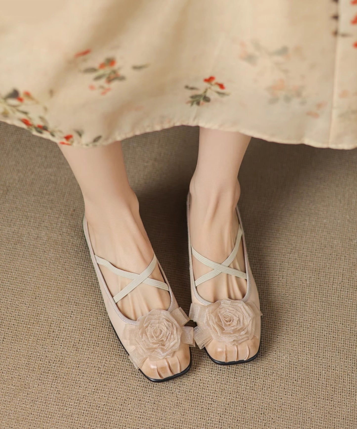 Purple Cowhide Leather Splicing Slide Sandals