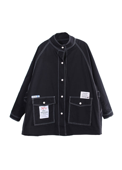 Vogue Army Green Peter Pan Collar Patchwork Button Coats Fall