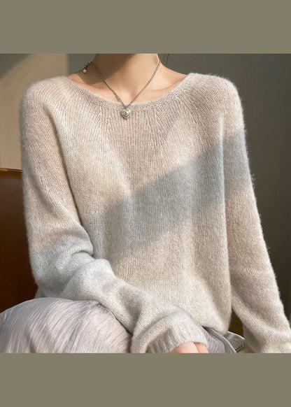 Pink O Neck Cozy Cashmere Knit Top Spring