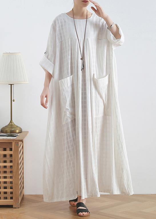 Diy O Neck Batwing Sleeve Cotton Summertunics Outfits White Robe Dresses