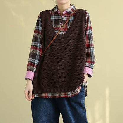Retro Loose Knitted Sweater Vest