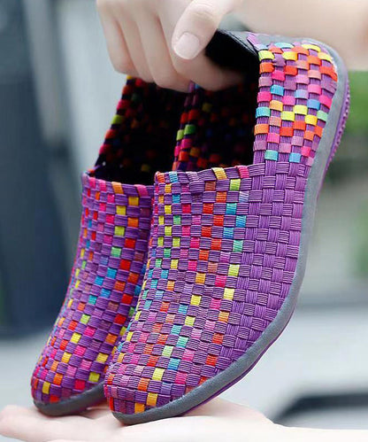 Knit Fabric Black Diy Soft Splicing Flats Shoes