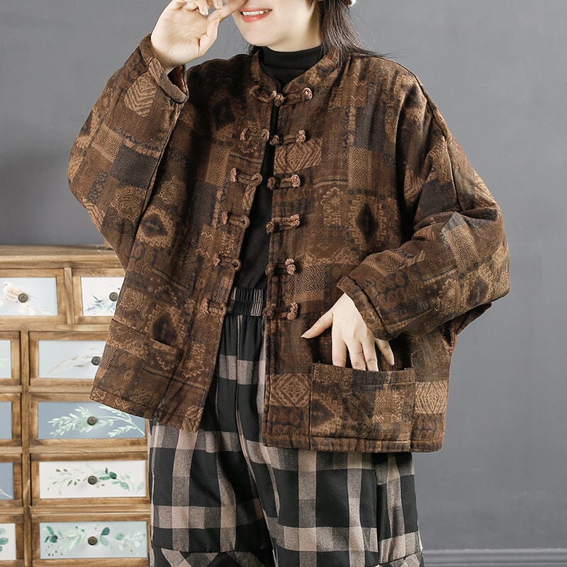 Winter Retro Cotton Linen Quilted Coat