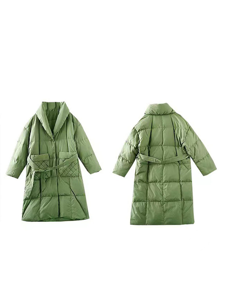 Winter Drawstring Pocket Down Coat