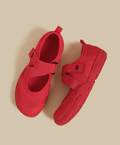 Handmade Splicing Flat Shoes for Red Breathable Mesh