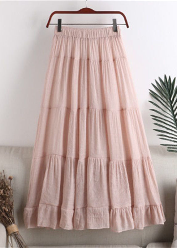 Loose Blue Elastic Waist Patchwork Wrinkled Chiffon a Line Skirt Summer