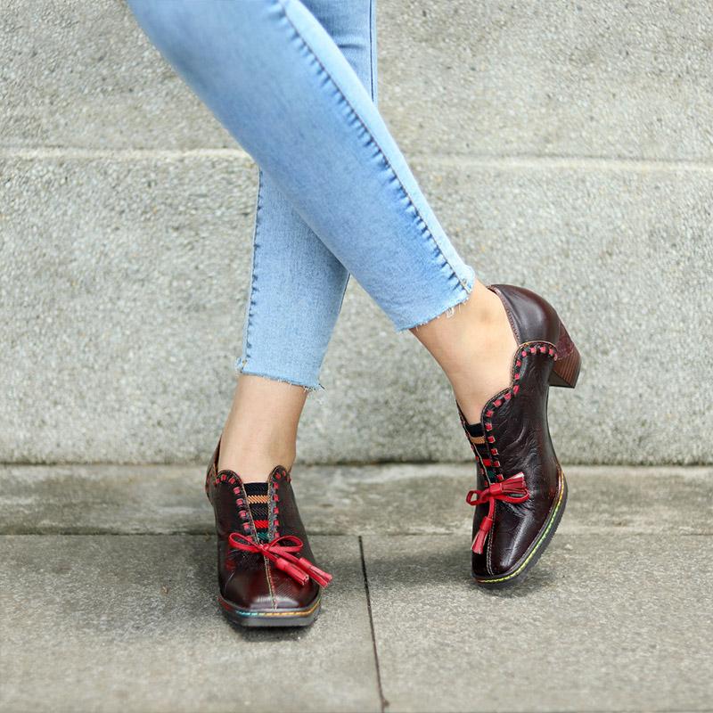 Leather Bowknot Shoes