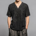 Men's Floral Lace Embroidered Vintage Linen T Shirt elevenforest