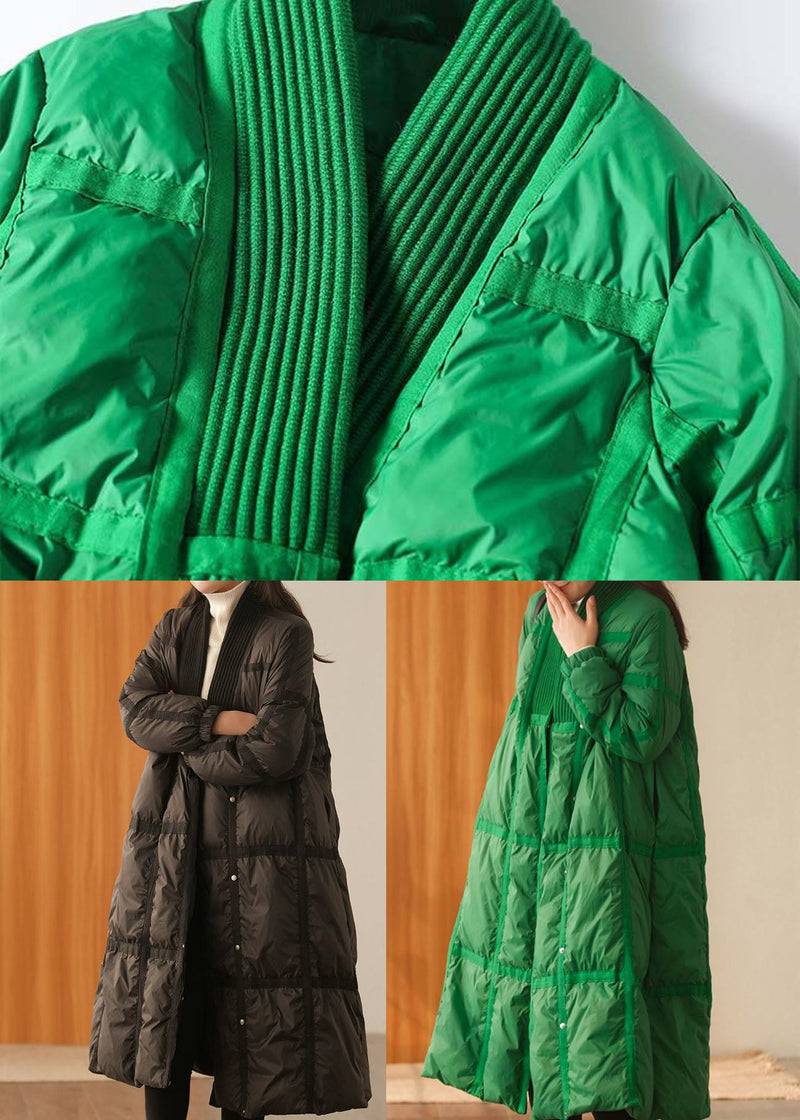 Black Patchwork Thick Duck Down Down Coat Oversized Winter