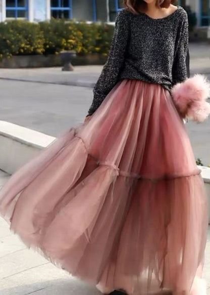 Purple Ruffled Tulle Cinched Circle Fall Skirt