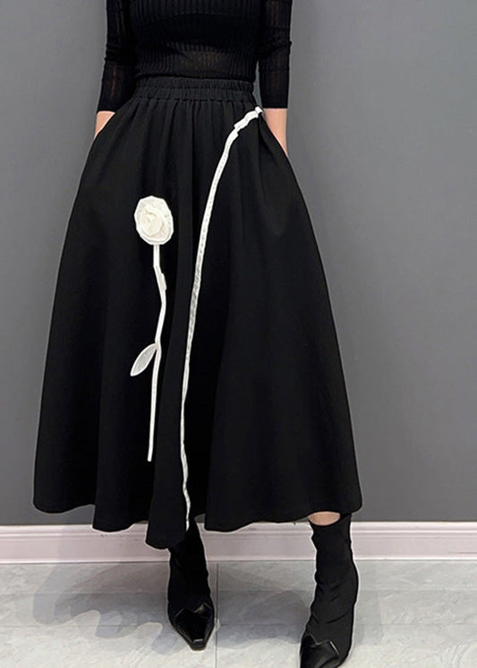 Novelty Black Thick Elastic Waist Skirts Winter