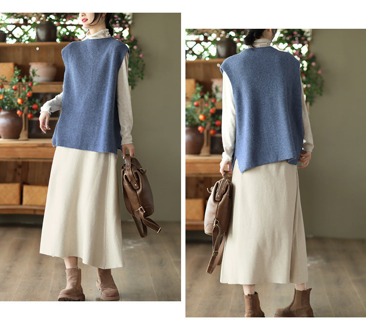 Temperament Loose Sleeveless Pullover Vest Literary Color Vest