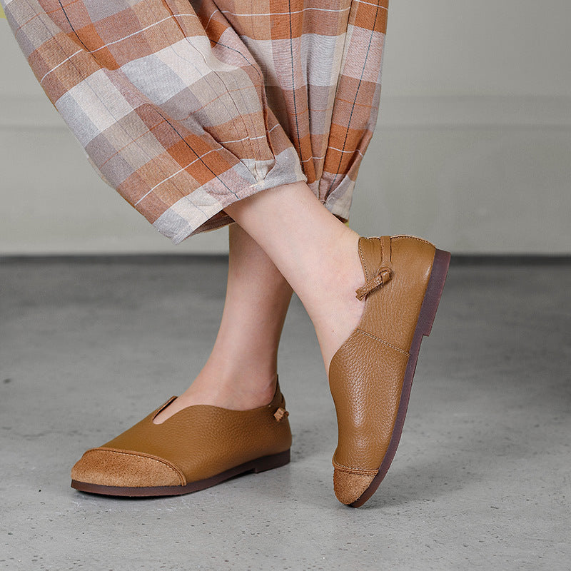 Spring Summer Retro Leather Flat Loafers
