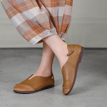 Spring Summer Retro Leather Flat Loafers
