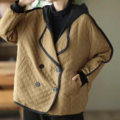 Retro Double Breasted Fake Two Piece Coat