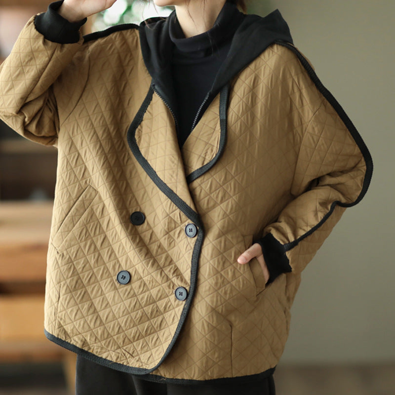 Retro Double Breasted Fake Two Piece Coat