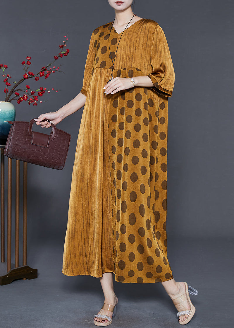Diy Golden Oversized Patchwork Silk Maxi Dresses Summer