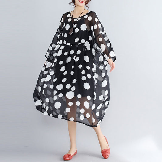 Stylish Photo Color Prints Pure Chiffon Dress Boutique Two Pieces Long Sleeve Clothing Dress