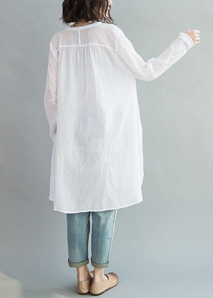 Modern White Cotton Clothes for V Neck Art Summer Shirts
