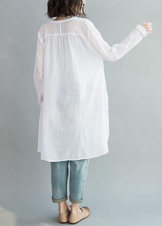 Modern White Cotton Clothes for V Neck Art Summer Shirts