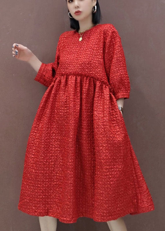 Red O-neck a Line Skirts Spring