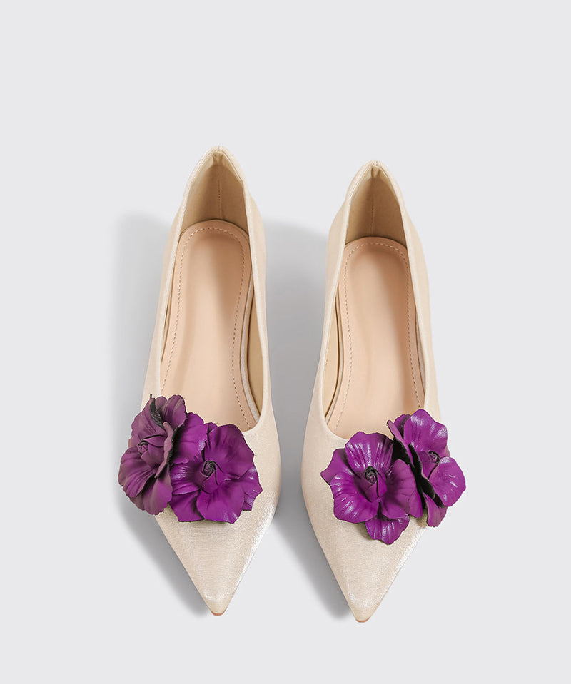 Champagne Faux Leather Splicing Flat Feet Shoes