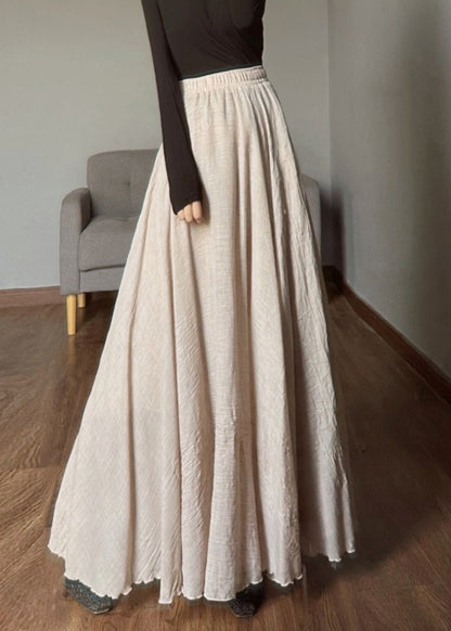 Color Geometry Elastic Waist Exra Large Hem Linen Skirts Spring