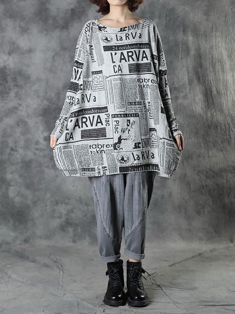 - Autumn Loose Letter Printed Sweater