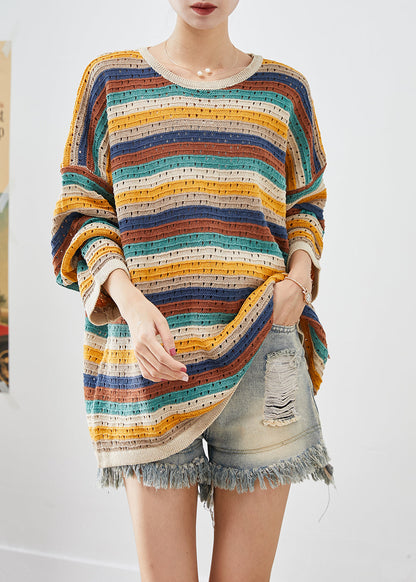 Colorblock Oversized Striped Knit Top Fall