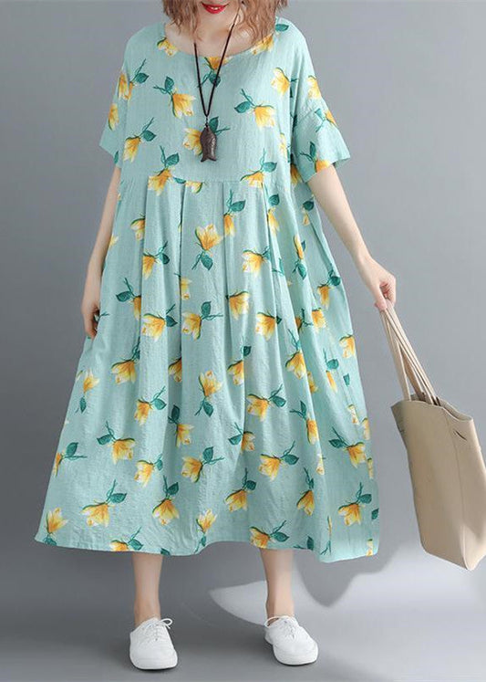 Fine Midi Cotton Dresses Clothing Dress Short Sleeve O Neck Long Dress