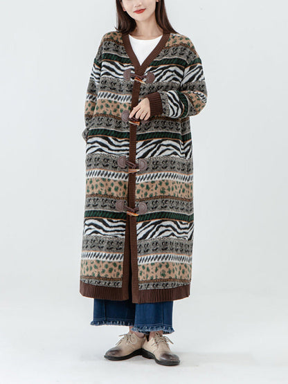 - Pocket Breasted Long Sleeve Sweater Coat