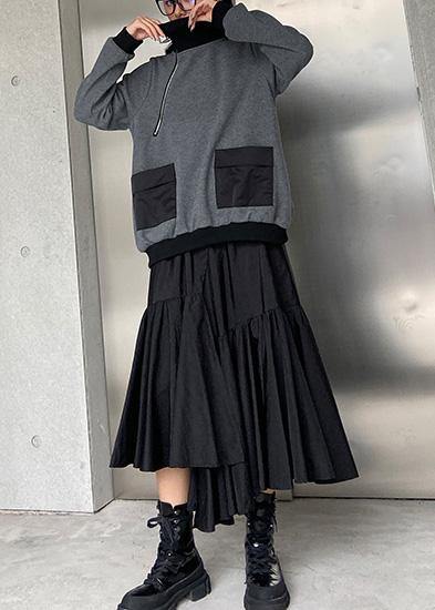 Asymmetric Skirts Elastic Waist Ruffles Skirts