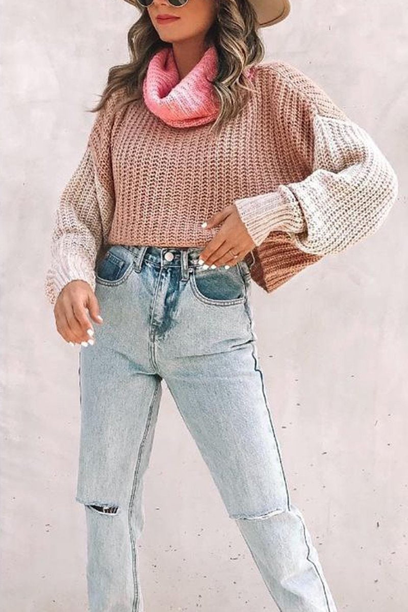 Turtleneck Color Block Sweater