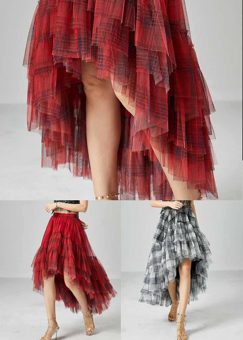 Light Grey Striped Tulle a Line Skirts Low High Design Summer