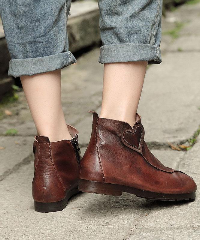 Chocolate Boots Cowhide Leather Ankle Boots