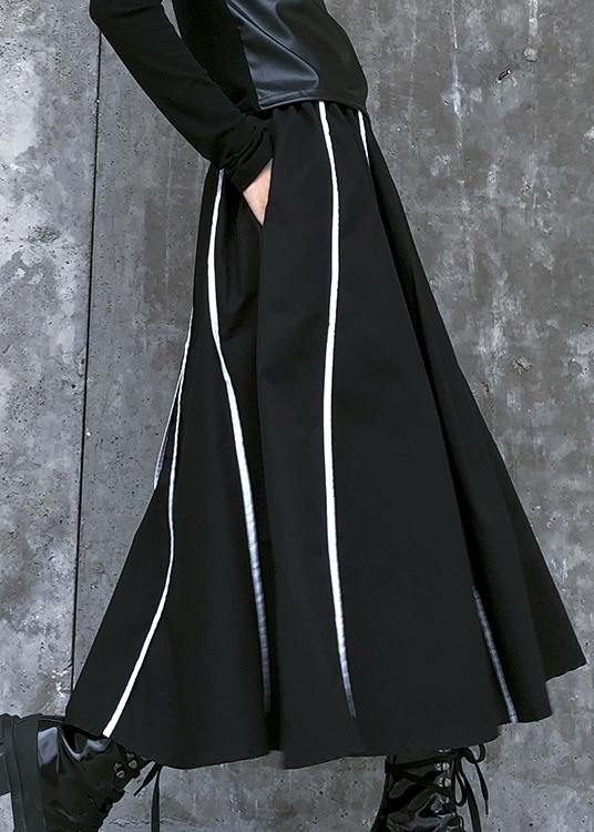 Retro Skirt High Waist Large Black Striped Skirt New