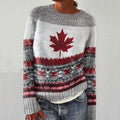 Women's Canadian Pattern Cozy Crew Neck Knit Sweater elevenforest