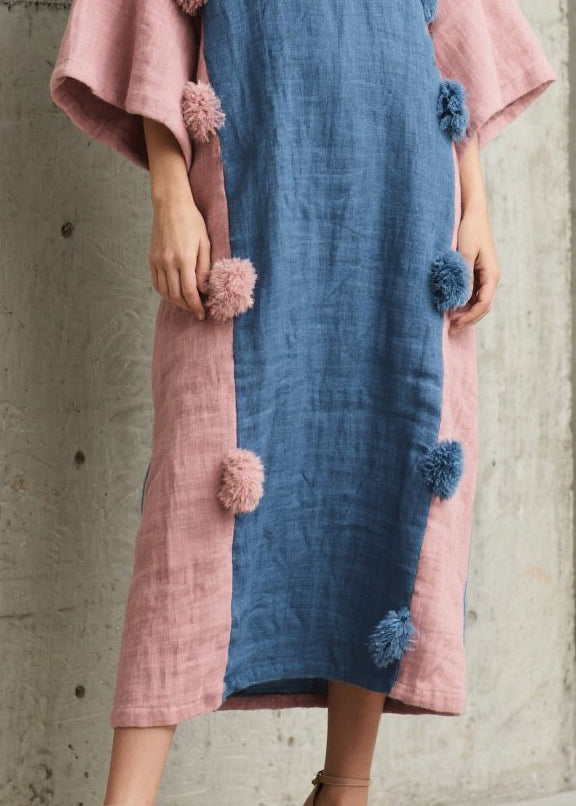 Blue Oversized Patchwork Fuzzy Ball Decorated Ankle Dress Bracelet Sleeve