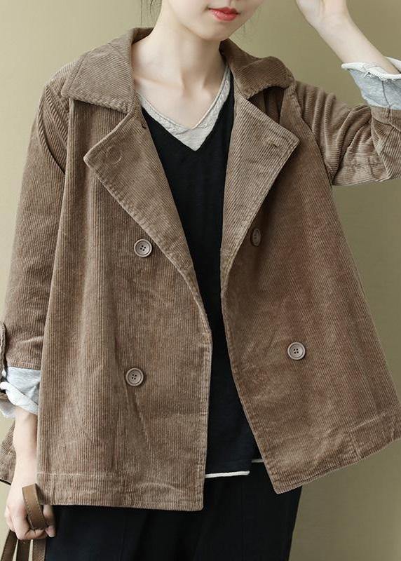 Notched Fine Spring Coats Blouses Khaki Loose Outwear