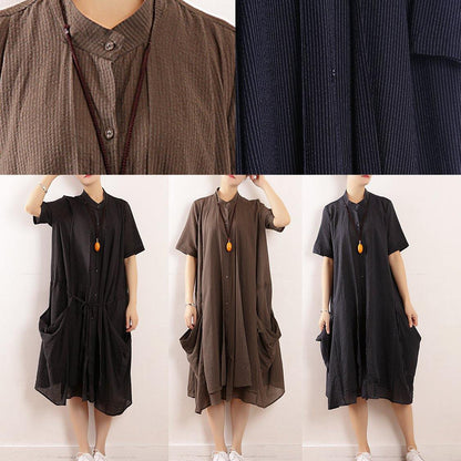 Diy Gray Cotton Clothes for Organic Runway Big Pockets Long Summer Dresses